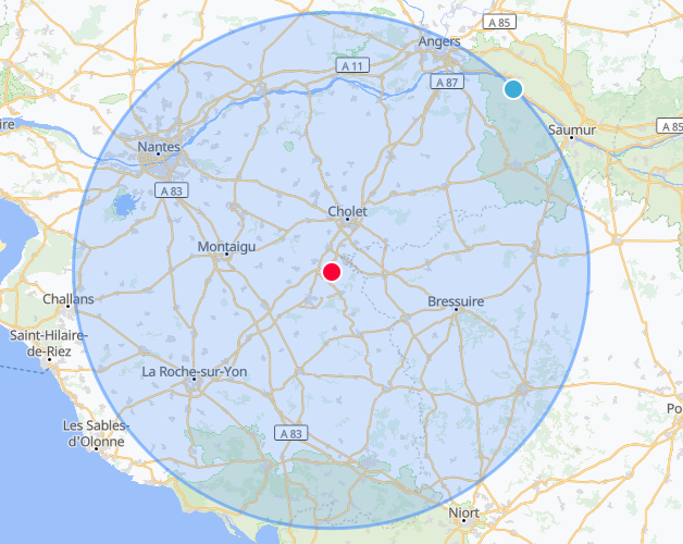 Carte du périmètre d'intervention autour de Chanverrie